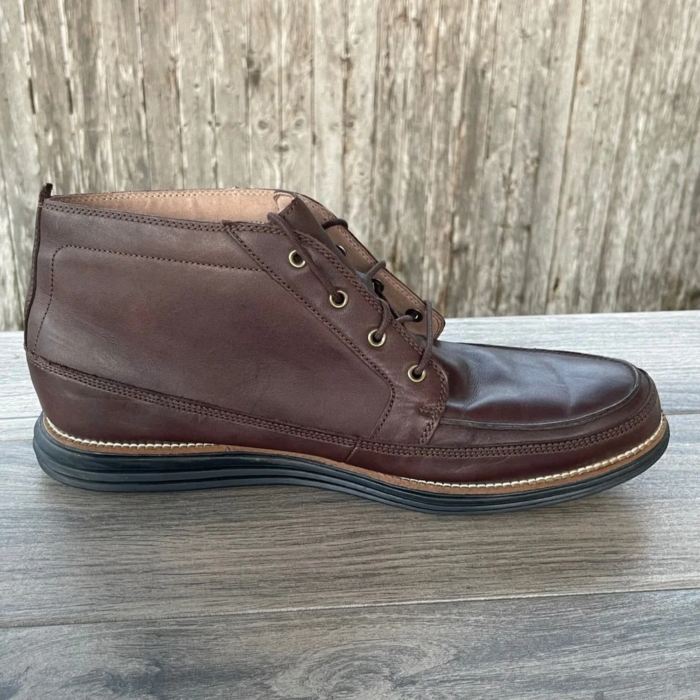 Cole Haan Original Grand Chukka Boots Mens 13 Brown Leather Moc Toe C26175 Lace